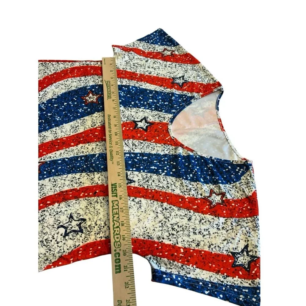 Stars & Stripes Patriotic Graphic Tee Women's XL Red White Blue Americana - Picture 5 of 8